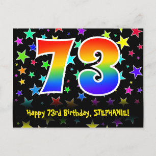 Carte Postale 73e anniversaire : Fun Stars Motif, Rainbow 73, No