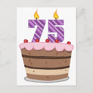 Carte Postale 75 ans sur le gâteau d'anniversaire
