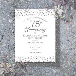 Carte Postale 75e Anniversaire de Mariage Love Hearts Save the D