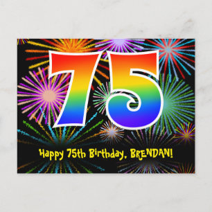 Carte Postale 75e anniversaire – motif de feux d'artifice amusan