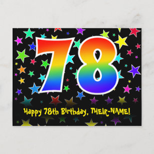 Carte Postale 78e anniversaire : Fun Stars Motif, Rainbow 78, No