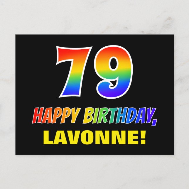 Carte Postale 79e anniversaire : Bold, amusant, simple, arc-en-c (Devant)