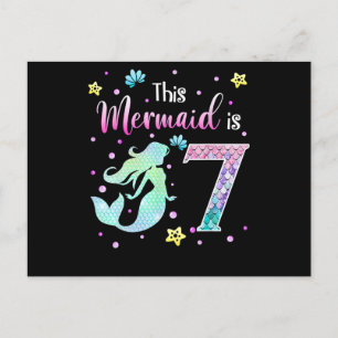 Carte Postale 7e anniversaire Mermaid cadeau pour fille Mermaid 