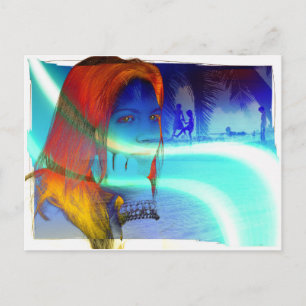 CARTE POSTALE 8001 MEMORIES COLORFUL FASHION WOMAN DAYDREAMING