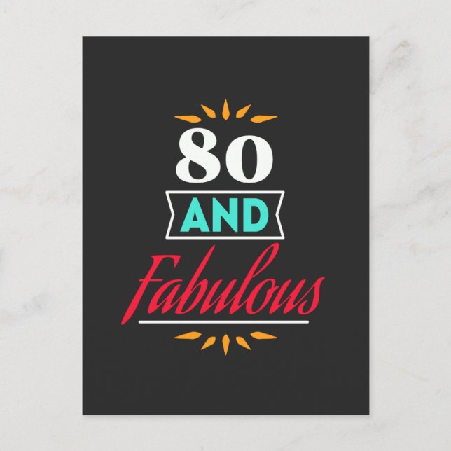 Carte Postale 80 years old and fabulous saying (Devant)