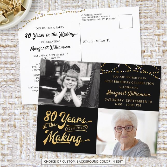 Carte Postale 80e anniversaire 80 ans dans la fabrication 2 phot (Créateur téléchargé)