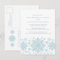 CARTE POSTALE 80e anniversaire Blue Snowflake Invi