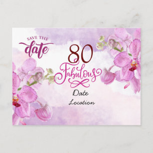 Carte Postale 80e anniversaire fabuleux avec fleur d'orchidée vi