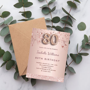 Carte Postale 80e anniversaire rose étoiles blush