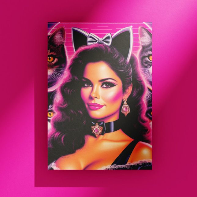 Carte Postale 80s Retrowave Cat Woman (Créateur téléchargé)