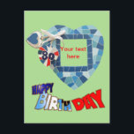 Carte postale 80th Birthday Heart Mosaic Art<br><div class="desc">Ce coeur avec 80 sur le cadre photoJ'ai créé spécialement pour le 80ème anniversaire d'un bon ami de mes parents. Elle aime la couleur bleue, donc le choix des couleurs a été facile à faire. C'est un design de mosaïque unique. Vous pouvez ajouter votre propre couleur arrière - plan, si...</div>