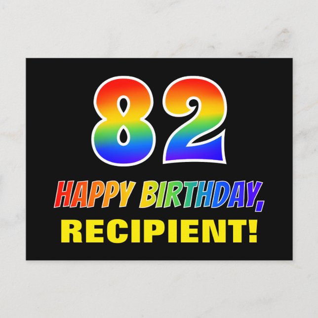 Carte Postale 82e anniversaire : Bold, amusant, simple, arc-en-c (Devant)
