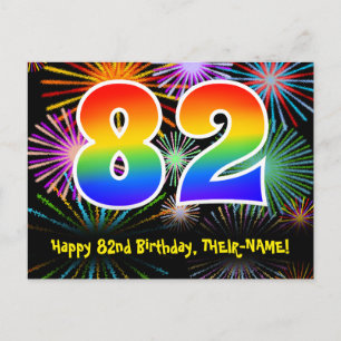 Carte Postale 82e Anniversaire – Motif de feux d'artifice amusan