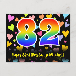 Carte Postale 82e Anniversaire : Motif Fun Hearts, Arc-en-ciel 8