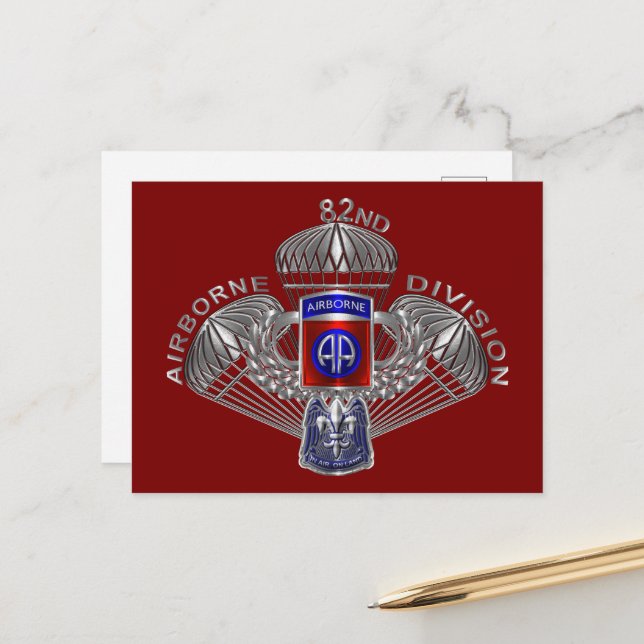 Carte Postale 82e division aéroportée (Devant/Arrière en situation)