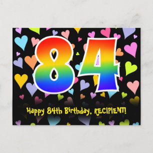 Carte Postale 84e Anniversaire : Motif Fun Hearts, Arc-en-ciel 8
