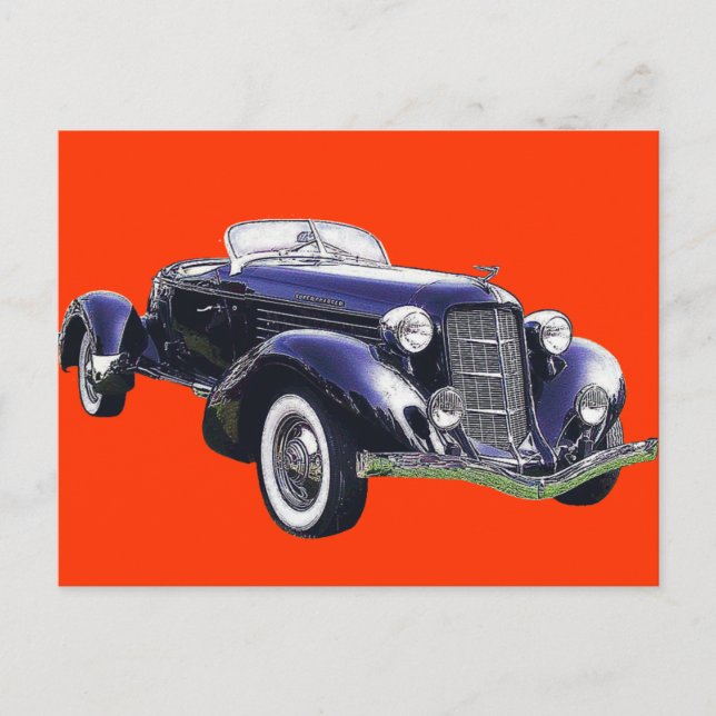 Carte Postale 851 Auburn boattail speedster auto noir voiture (Devant)