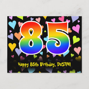 Carte Postale 85e anniversaire : Fun Hearts Motif, Arc-en-ciel 8