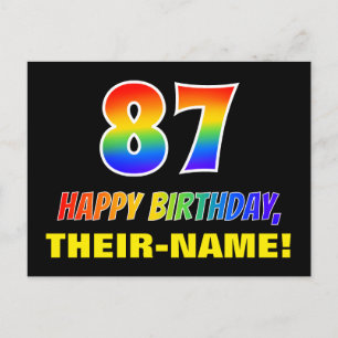 Carte Postale 87e anniversaire : Bold, amusant, simple, arc-en-c