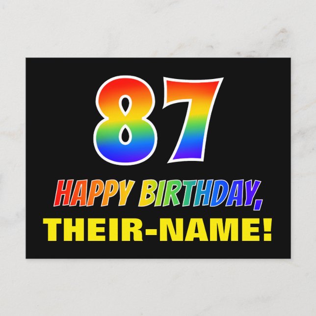 Carte Postale 87e anniversaire : Bold, amusant, simple, arc-en-c (Devant)