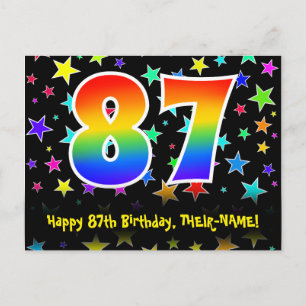 Carte Postale 87e Anniversaire : Motif Étoiles Amusantes, Arc-en