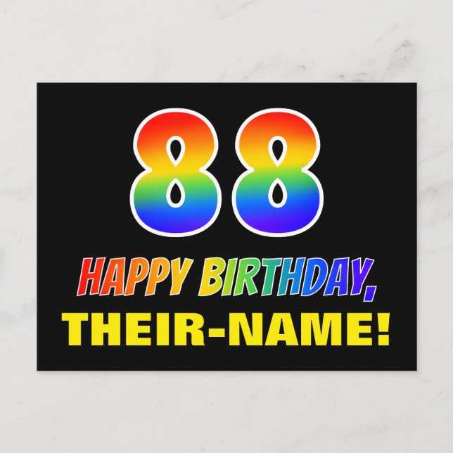 Carte Postale 88e anniversaire : Bold, amusant, simple, arc-en-c (Devant)