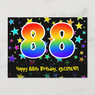 Carte Postale 88e anniversaire : Fun Stars Motif, Rainbow 88, No