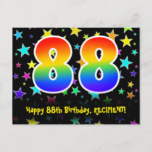 Carte Postale 88e Anniversaire : Motif Étoiles Amusantes, Arc-en