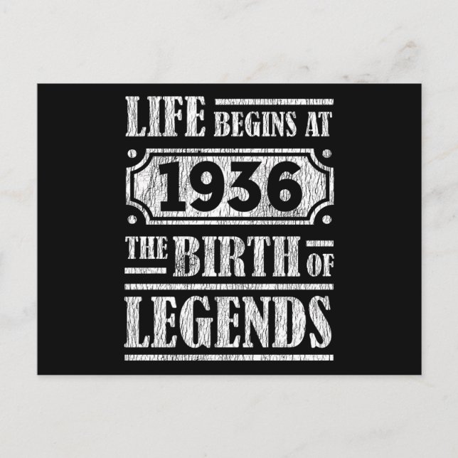 Carte Postale 89 Ans 1936 Naissance d'une Légende 89e Anniversai (Devant)