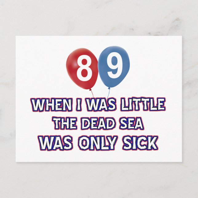 Carte Postale 89 ans mer morte conception d'anniversaire (Devant)