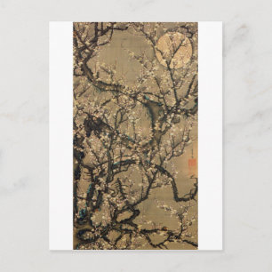 Carte Postale 8. 梅 花 晧 月 図, 冲 lune et fleurs de prune, Jakuchu