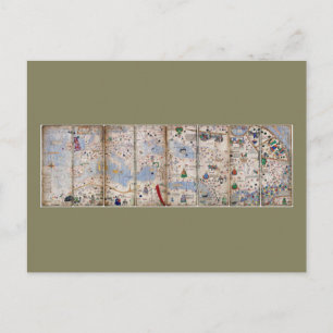 Carte Postale 8 Panel Catalan Atlas par Abraham Cresques (1375)