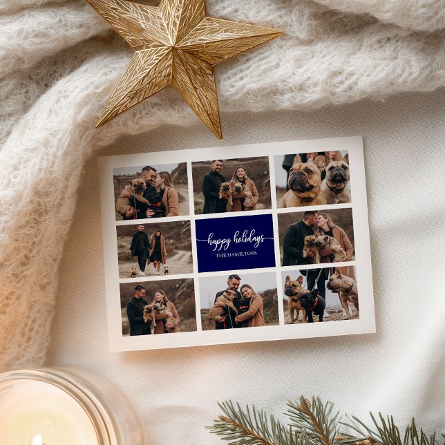 Carte Postale 8 Photos Joyeuses Vacances Moderne Collage Marine  (Créateur téléchargé)