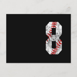 Carte Postale 8e anniversaire baseball grand numéro huit 8 ans