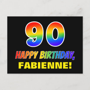 Carte Postale 90e Anniversaire : Gras, Amusant, Simple, Arc-en-c