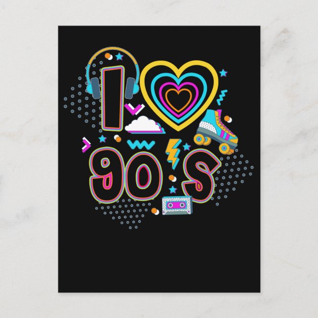 Carte Postale 90s Girl Music Party Roller Skating Disco 1990s (Devant)