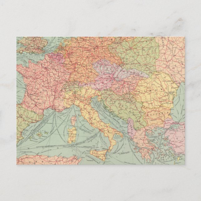 Carte Postale 910 Lignes de communication, Europe centrale (Devant)