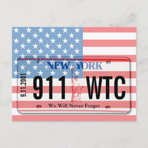 Carte postale 911 Memorial NY - Plaque de licence
