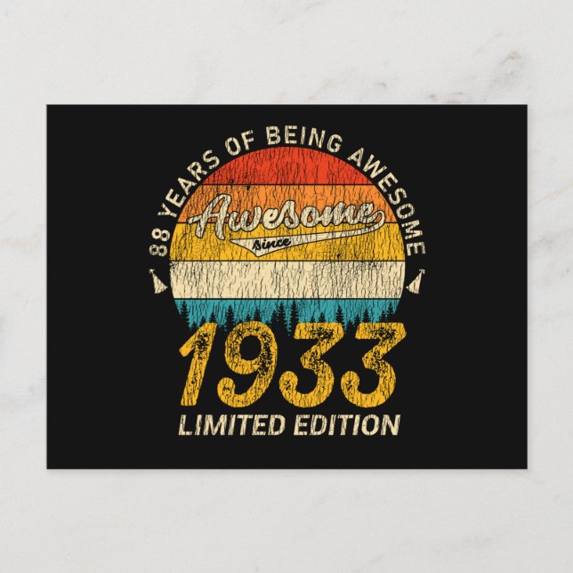 Carte Postale 92 Ans Anniversaire 1933 Superbe Cadeau pour 92ème (Devant)