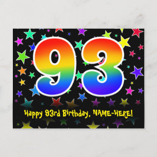 Carte Postale 93e Anniversaire : Motif Étoiles Amusantes, Arc-en
