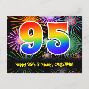 Carte Postale 95e Anniversaire – Motif de feux d'artifice amusan