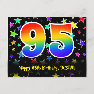 Carte Postale 95e Anniversaire : Motif Étoiles Amusantes, Arc-en