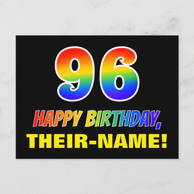 Carte Postale 96e anniversaire : Bold, amusant, simple, arc-en-c (Devant)