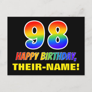 Carte Postale 98e anniversaire : Bold, amusant, simple, arc-en-c