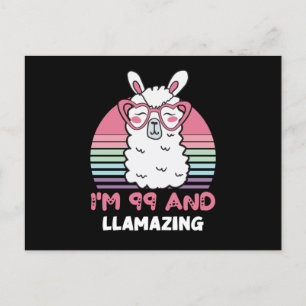 Carte Postale 99e anniversaire Llamazing Llama 99 ans Anniversai