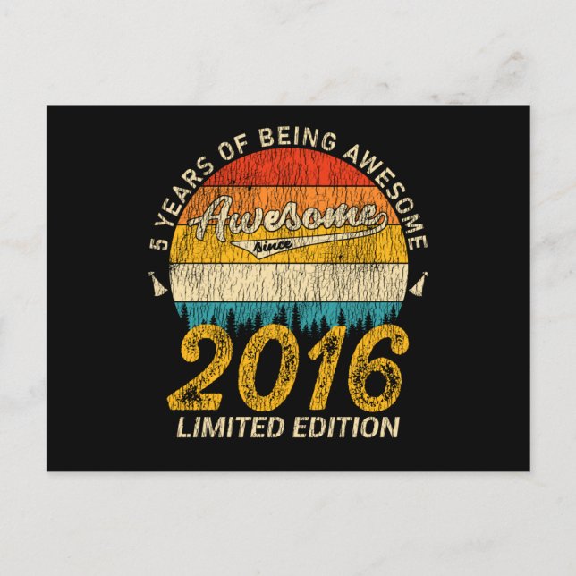 Carte Postale 9 Ans 2016 Retro Awesome 9e anniversaire Cadeau (Devant)