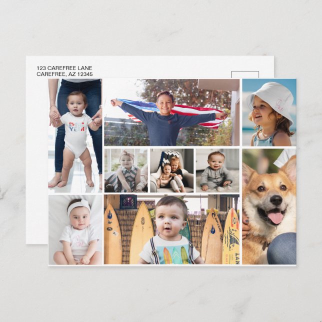 Carte Postale 9 photos en collage (Devant / Derrière)