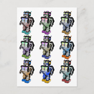 Carte Postale 9 robots colorés