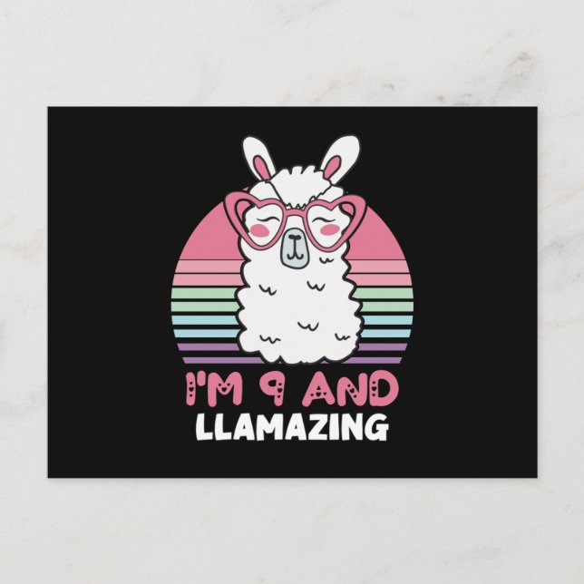 Carte Postale 9 Years Old Bday Llamazing 9th Birthday Llama (Devant)