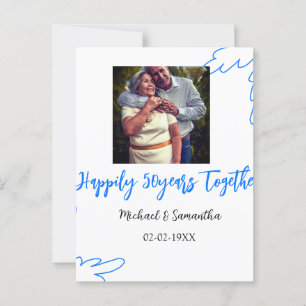 Carte Postale à 50 ans de mariage feuille bleue photo nam